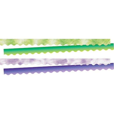 Barker Creek Tie-Dye & Ombr Purple & Lime Double-Sided Scalloped Trim Set of 4, 52/set 4360